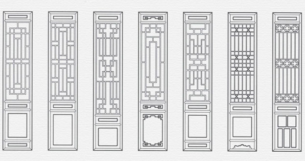 寒亭常用中式仿古花窗图案隔断设计图